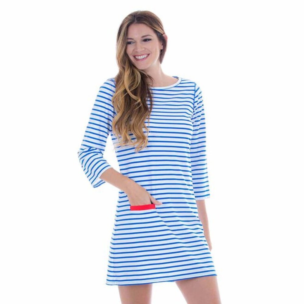 Cabana Life Blue and White Striped Dress